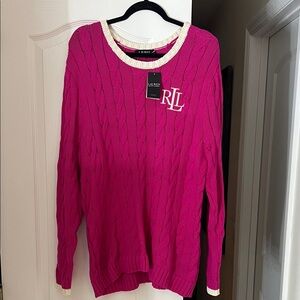 Ralph Lauren Fuchsia Cable Knit Sweater